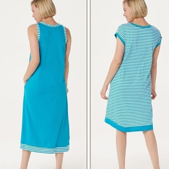 Carole Hochman 2-piece Knit Garden Side Sleeveless Maxi Dress & Sleep Shirt Set - Picture 1 of 7